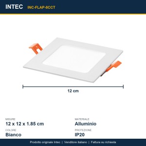 Faretto da incasso LED 8W CCT 3000-4000-6500K bianco Intec FLAP - foto 3