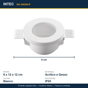 Faretto da incasso GU10 rotondo bianco Intec SNOW - foto 3