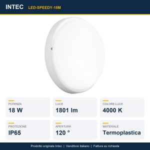 Plafoniera LED da esterno 18W 4000K IP65 bianca Intec - foto 2