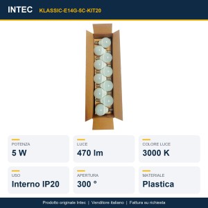 Lampadina LED E14 5W 3000K Globo, confezione da 20 pezzi Intec - foto 2