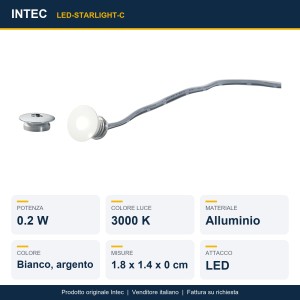 Mini faretto LED da incasso 0,2W 3000K bianco/argento Intec STARLIGHT - foto 2