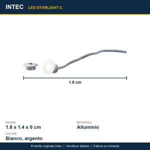 Mini faretto LED da incasso 0,2W 3000K bianco/argento Intec STARLIGHT - foto 3