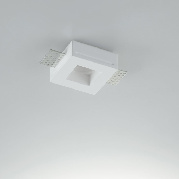 Faretto da incasso quadrato in gesso bianco 1xGU10 Intec