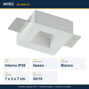 Faretto da incasso quadrato in gesso bianco 1xGU10 Intec - foto 2