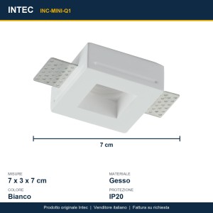 Faretto da incasso quadrato in gesso bianco 1xGU10 Intec - foto 3