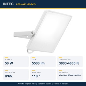 Proiettore LED 50W CCT IP65 bianco Intec AXEL - foto 2