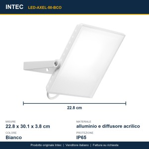 Proiettore LED 50W CCT IP65 bianco Intec AXEL - foto 3