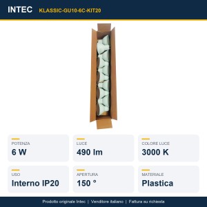 Lampadina LED GU10 6W 3000K, confezione da 20 pezzi Intec - foto 2