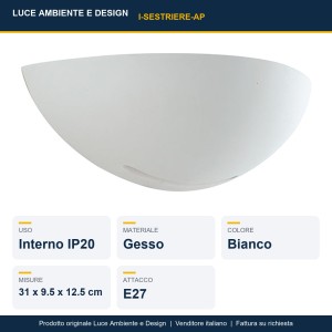 Applique da interno biemissione in gesso bianco E27 Luce Ambiente e Design - foto 2