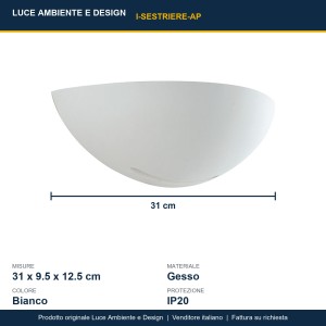 Applique da interno biemissione in gesso bianco E27 Luce Ambiente e Design - foto 3