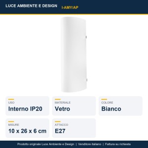 Applique da interno AMY in vetro bianco E27 1 luce Luce Ambiente e Design - foto 2