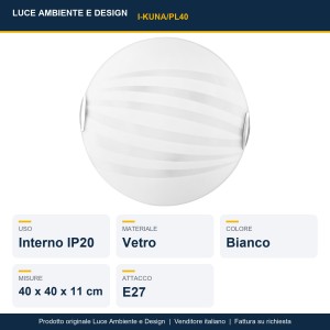 Plafoniera 3 luci E27 bianca in vetro 40 cm Luce Ambiente e Design - foto 2