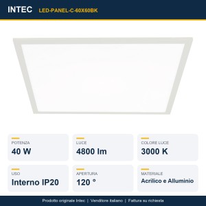 Pannello LED 40W 3000K 60x60 cm Bianco Intec LED PANEL - foto 2