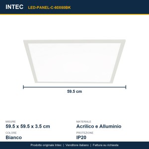 Pannello LED 40W 3000K 60x60 cm Bianco Intec LED PANEL - foto 3