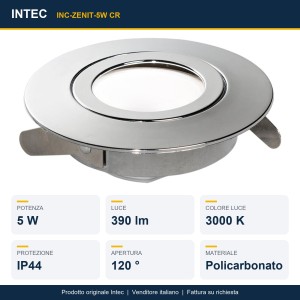 Faretto da incasso LED 5W 3000K IP44 cromo Intec ZENIT - foto 2