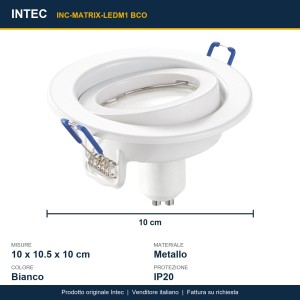 Faretto da incasso LED orientabile GU10 5W Ø100 mm bianco Intec MATRIX - foto 3