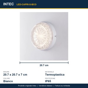 Plafoniera LED da esterno 20W CCT IP65 bianca Intec CAPRI - foto 3