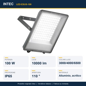 Proiettore LED da esterno 100W CCT IP65 argento Intec ESUS - foto 2