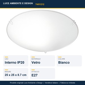 Plafoniera 1 luce E27 in vetro bianco Luce Ambiente e Design Egizia - foto 2