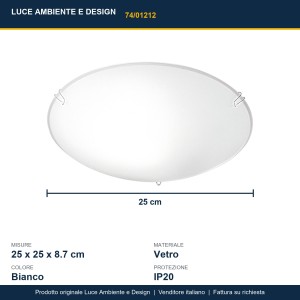 Plafoniera 1 luce E27 in vetro bianco Luce Ambiente e Design Egizia - foto 3
