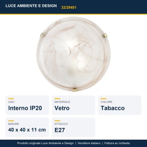 Plafoniera 40 cm 2 luci E27 tabacco Luce Ambiente e Design DUNA - foto 2