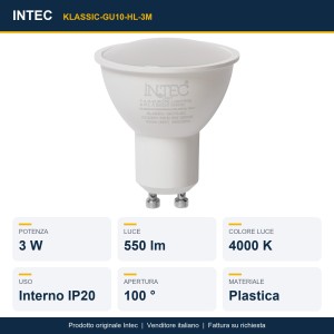 Lampadina LED GU10 3W 4000K 550 lm Intec - foto 2