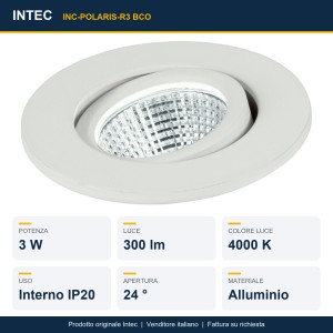Faretto da incasso LED 3W 4000K IP20 bianco Intec POLARIS - foto 2