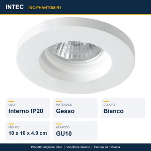Incasso rotondo in gesso bianco verniciabile 1xGU10 Intec PHANTOM - foto 2