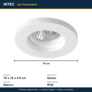 Incasso rotondo in gesso bianco verniciabile 1xGU10 Intec PHANTOM - foto 3