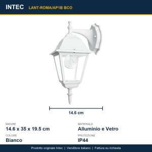 Applique da esterno E27 bianca IP44 Intec ROMA - foto 3