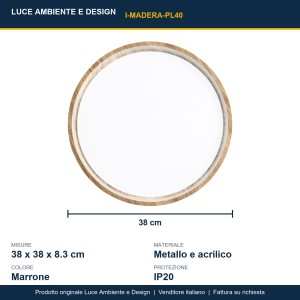 Plafoniera LED 24W 3000-4000-6500K marrone Luce Ambiente e Design MADERA - foto 3