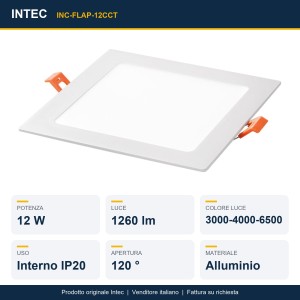 Faretto da incasso LED 12W CCT 3000/4000/6500K bianco Intec FLAP - foto 2