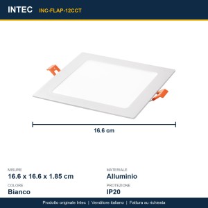 Faretto da incasso LED 12W CCT 3000/4000/6500K bianco Intec FLAP - foto 3