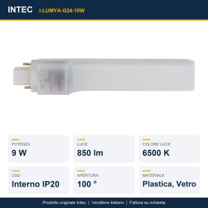 Lampadina LED G24 9W 850lm 6500K Intec - foto 2