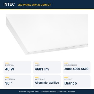 Pannello LED 30x120 cm 40W CCT 3000-4000-6500K Intec - foto 2