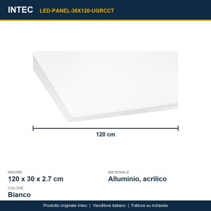 Pannello LED 30x120 cm 40W CCT 3000-4000-6500K Intec - foto 3