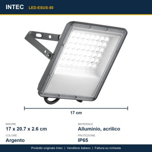 Proiettore LED da esterno 50W CCT IP65 argento Intec - foto 3
