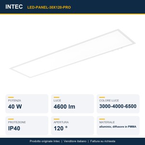 Pannello LED 40W CCT 3000-4000-6500K bianco Intec - foto 2