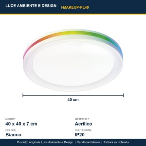 Plafoniera LED CCT RGB 35W bianca 40x40 cm MAKEUP Luce Ambiente e Design - foto 3