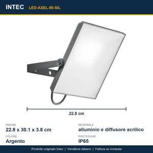 Proiettore LED 50W 3000-4000K IP65 argento Intec AXEL - foto 3