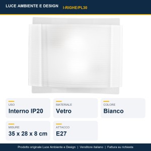 Plafoniera 2 luci E27 bianca in vetro RIGHE Luce Ambiente e Design - foto 2