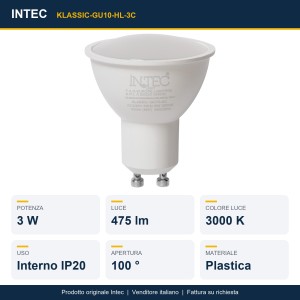 Lampadina LED GU10 3W 3000K 475 lm Intec - foto 2