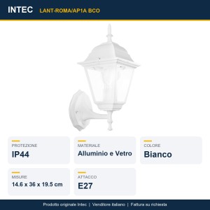 Applique da esterno E27 bianca IP44 ROMA Intec - foto 2