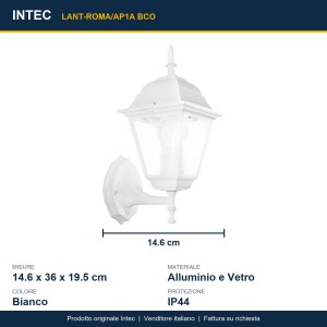 Applique da esterno E27 bianca IP44 ROMA Intec - foto 3