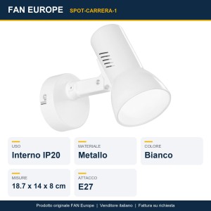 Spot orientabile E27 bianco FAN Europe CARRERA - foto 2