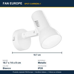 Spot orientabile E27 bianco FAN Europe CARRERA - foto 3