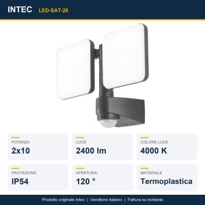 Proiettore LED da esterno 2x10W 4000K IP54 Intec - foto 2
