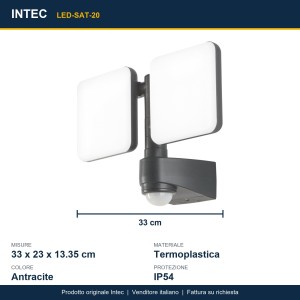 Proiettore LED da esterno 2x10W 4000K IP54 Intec - foto 3