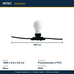 Stringa luminosa da esterno 10 luci E27 nera Intec PICNIC - foto 3