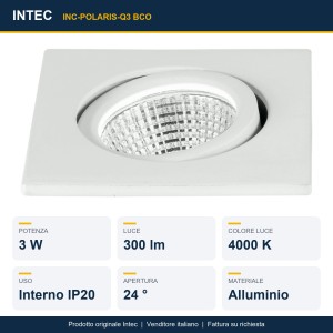Faretto da incasso LED quadrato orientabile 3W 4000K bianco Intec POLARIS - foto 2